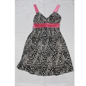 Taboo Leopard Print Dress Pink Satin Trim Empire Waist Y2K Party Small